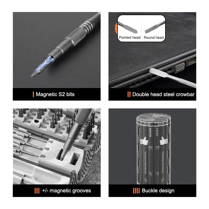 Produktnamn - Multifunktionellt 128-i-1 magnetiskt precisionsskruvmejselset
