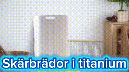 Skärbräda i titanium som är knivvänlig samt mer hygienisk jämfört med skärbrädor i plast